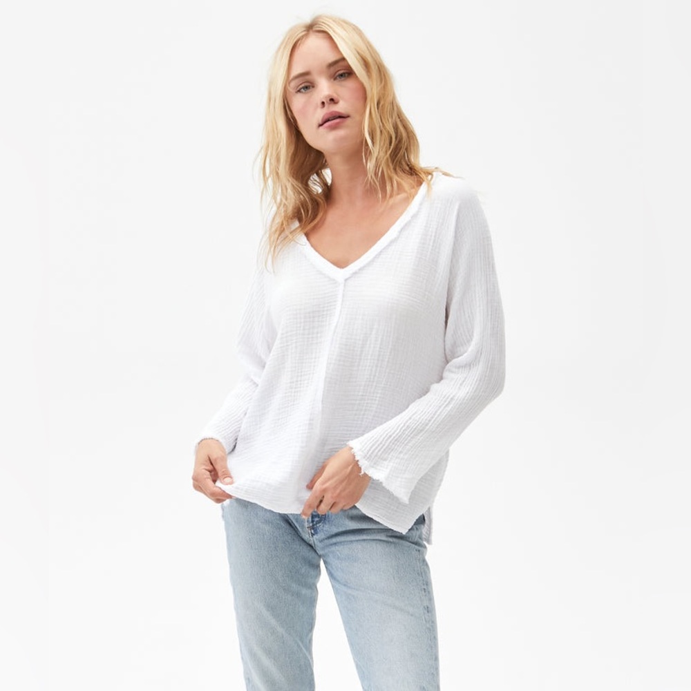 Michael Stars White V-Neck Top